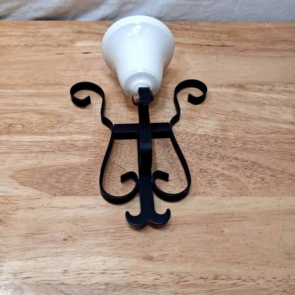 Vintage Wrought Iron And Porcelain Farmhouse Decor Dinner Bell
